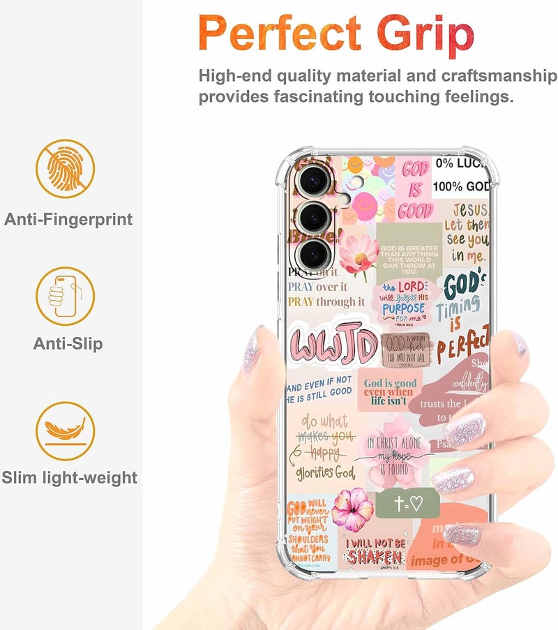Tobelint Case for Samsung Galaxy A16 with Christian Design,Jesus Bible Verse Collage,Clear Slim Soft TPU Bumper Phone Cover,6.7”(Christian,A16) - Image 4